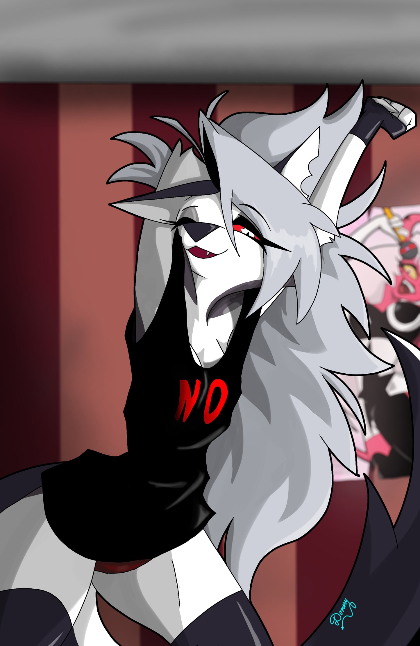 Loona wearing her "No" shirt art print