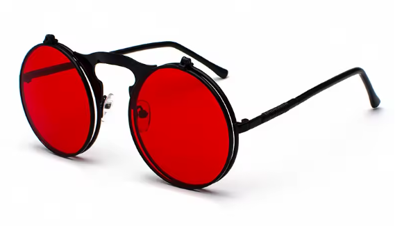 Steampunk Flip Red Glasses