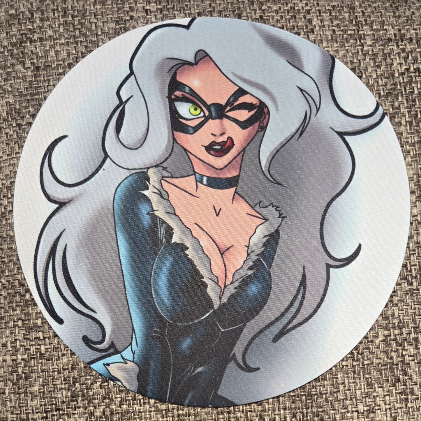 Black Cat Round Mouse Pad
