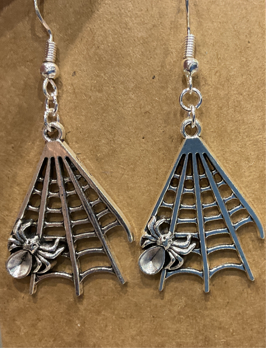 Silver Spiderweb Earrings