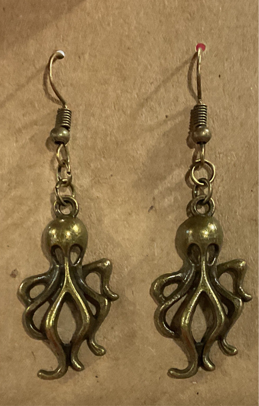 Bronze Octopus Earrings