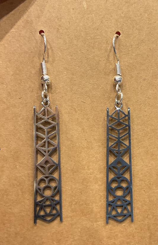 Dice Tower Silver Earrings
