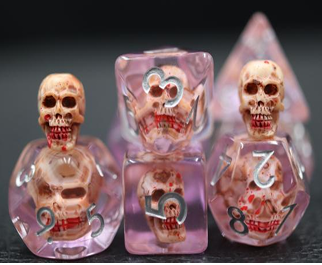 Skulls with Blood Spots Acrylic Dice Set