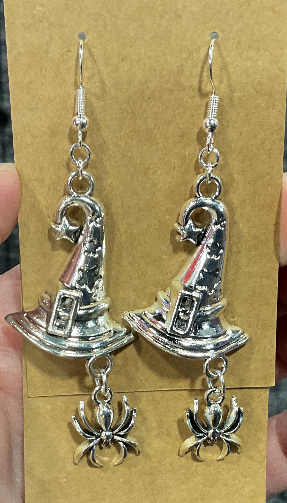 Silver Witch's Hat with Familiar Earrings