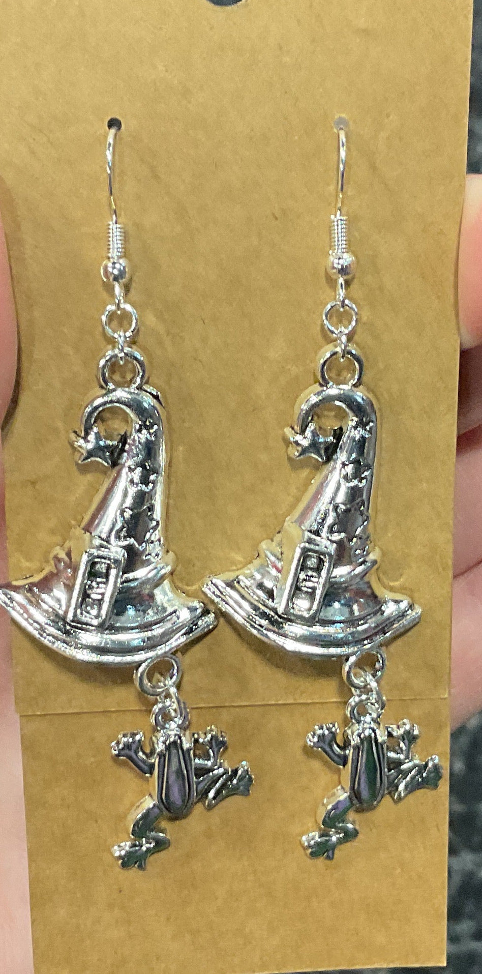 Silver Witch's Hat with Familiar Earrings