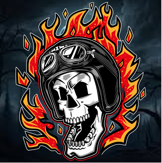 Helmet Flaming Skull Ceramic Coaster