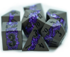Pearl Gunmetal Finish with Purple Mica Stripe Dice Set