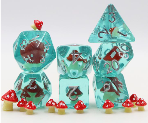 Red Mushroom Acrylic Dice Set