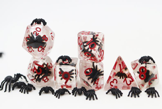 White w/Black Spider Acrylic Dice Set