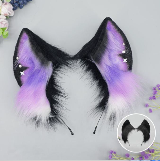 Starry Dark Plush Fox Ear Headband