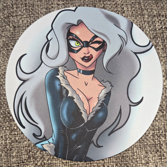 Black Cat Round Mouse Pad