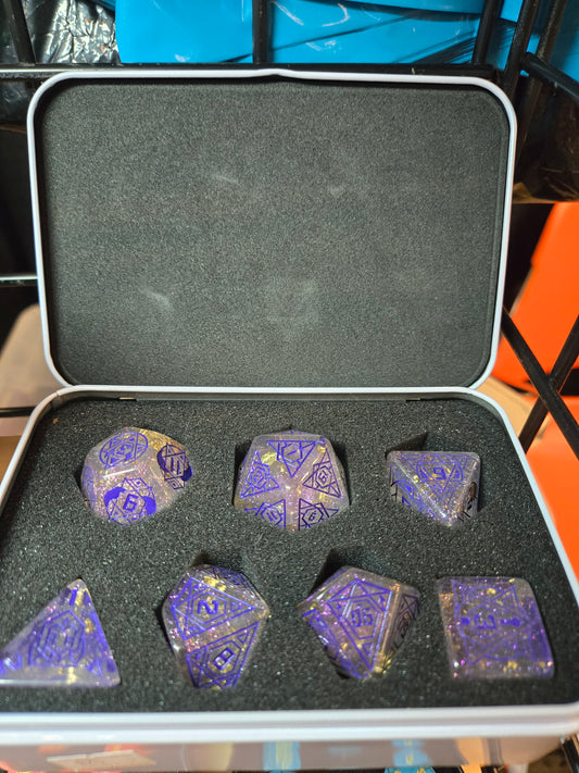 Gold Foil with Purple Number Constellation Dice
